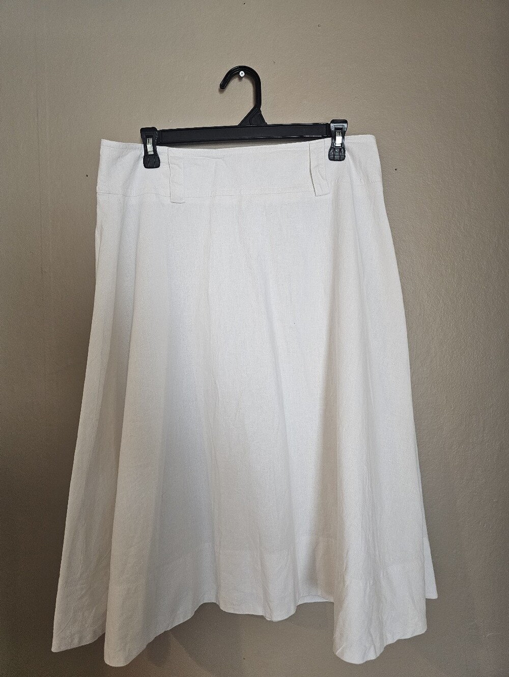 Cato White Linen Blend A-Line Midi Skirt with Belt Loops